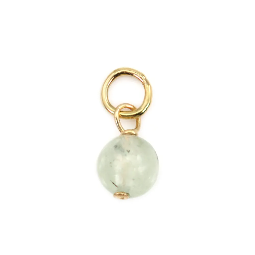 Pingente de Prehnite redondo 4mm - Banhado a Ouro x 1 unidade