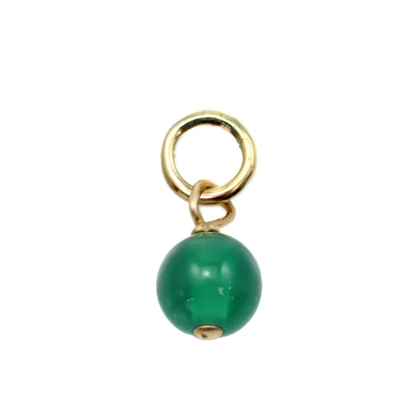 Pingente de Ágata verde redonda 4mm - Banhado a ouro x 1 unidade