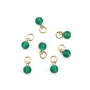 Green Agate charm round 4mm - Gold Filled x 1pc