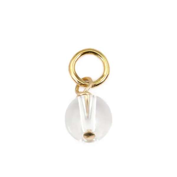 Charme in cristallo di rocca tondo 4mm - Gold Filled x 1pz