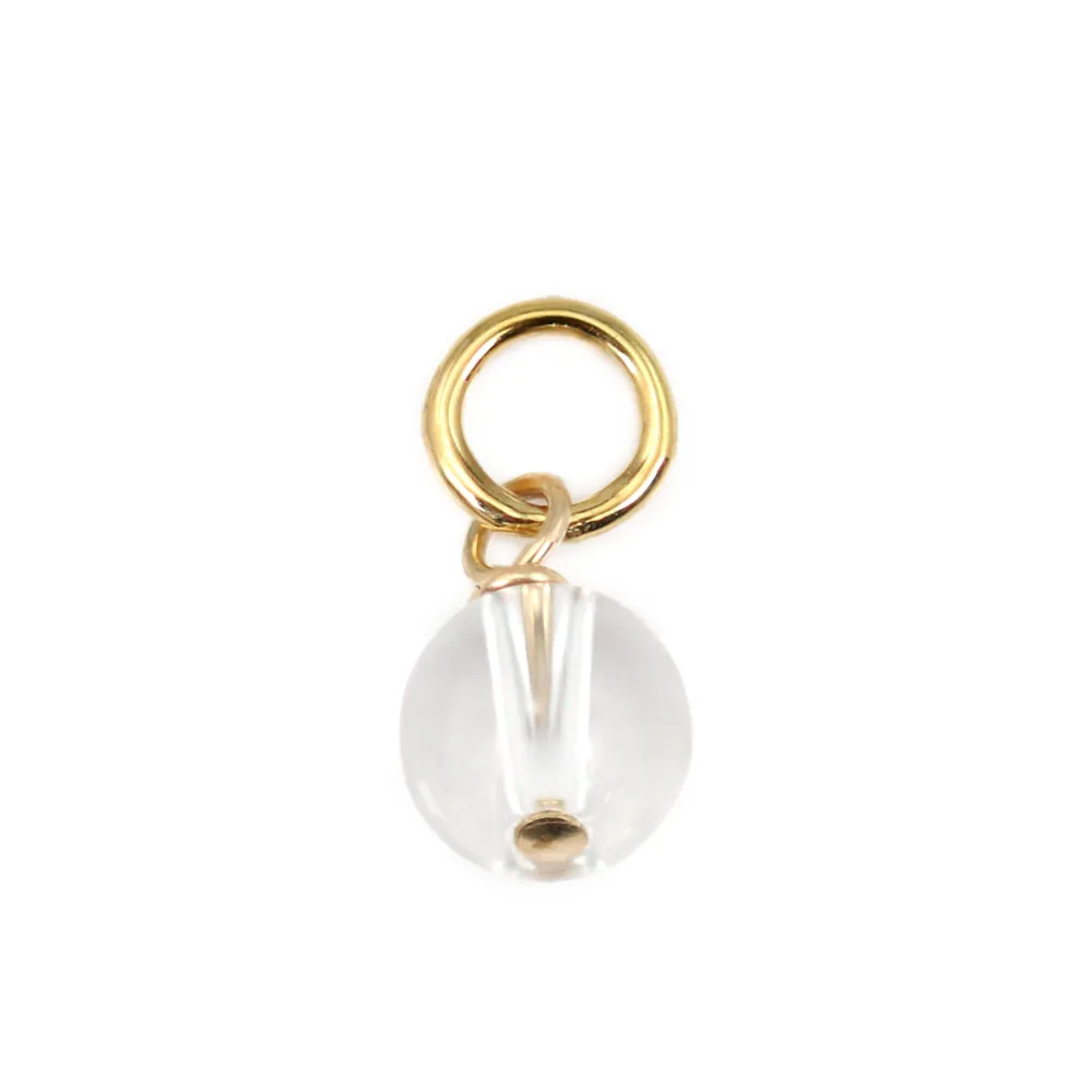 Breloque Cristal de roche rond 4mm - Gold Filled x 1pc