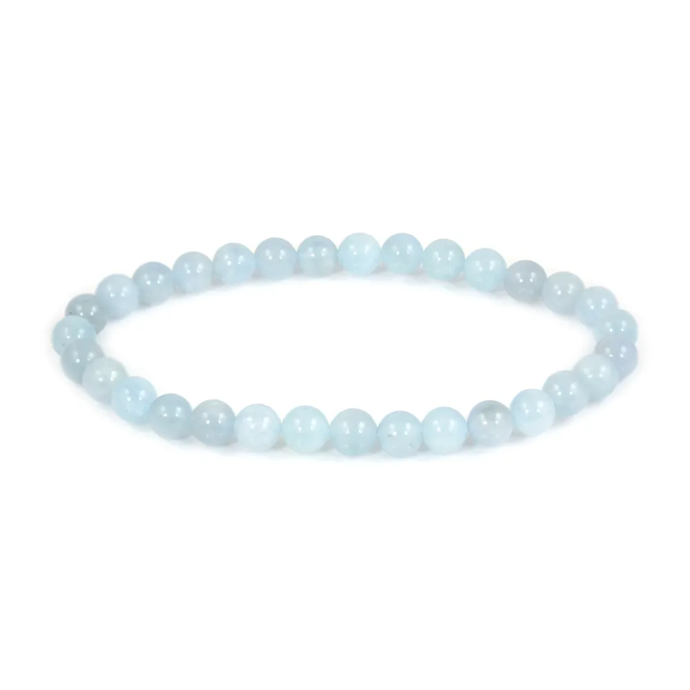 Pulsera de Aguamarina redonda de 6 mm - Elástica x 1 ud.