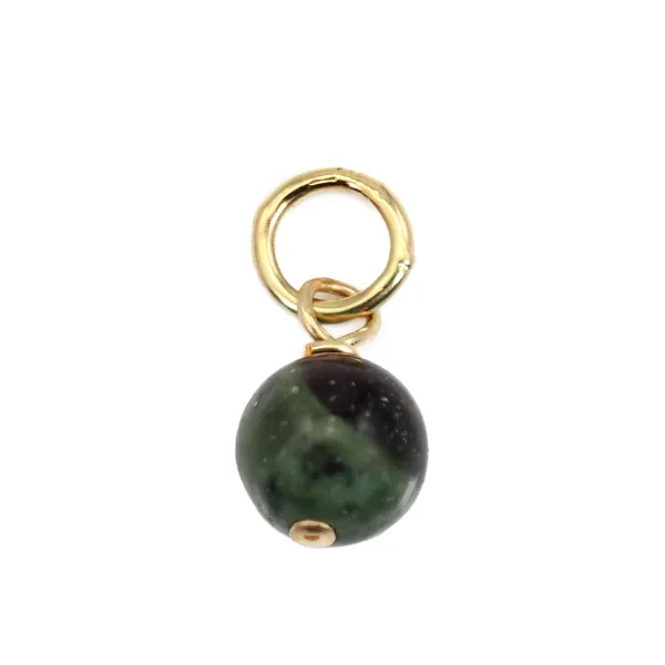 Charme in giada Kambaba tonda 4mm - Gold Filled x 1pz