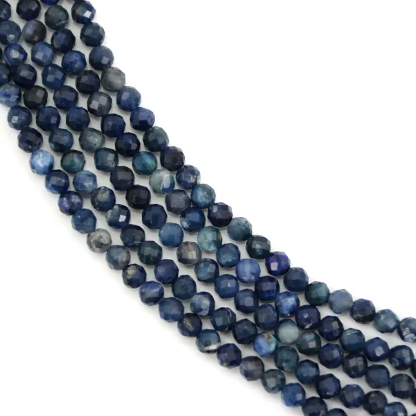 Piétersite bleu rond facetté 3.5mm x 39cm