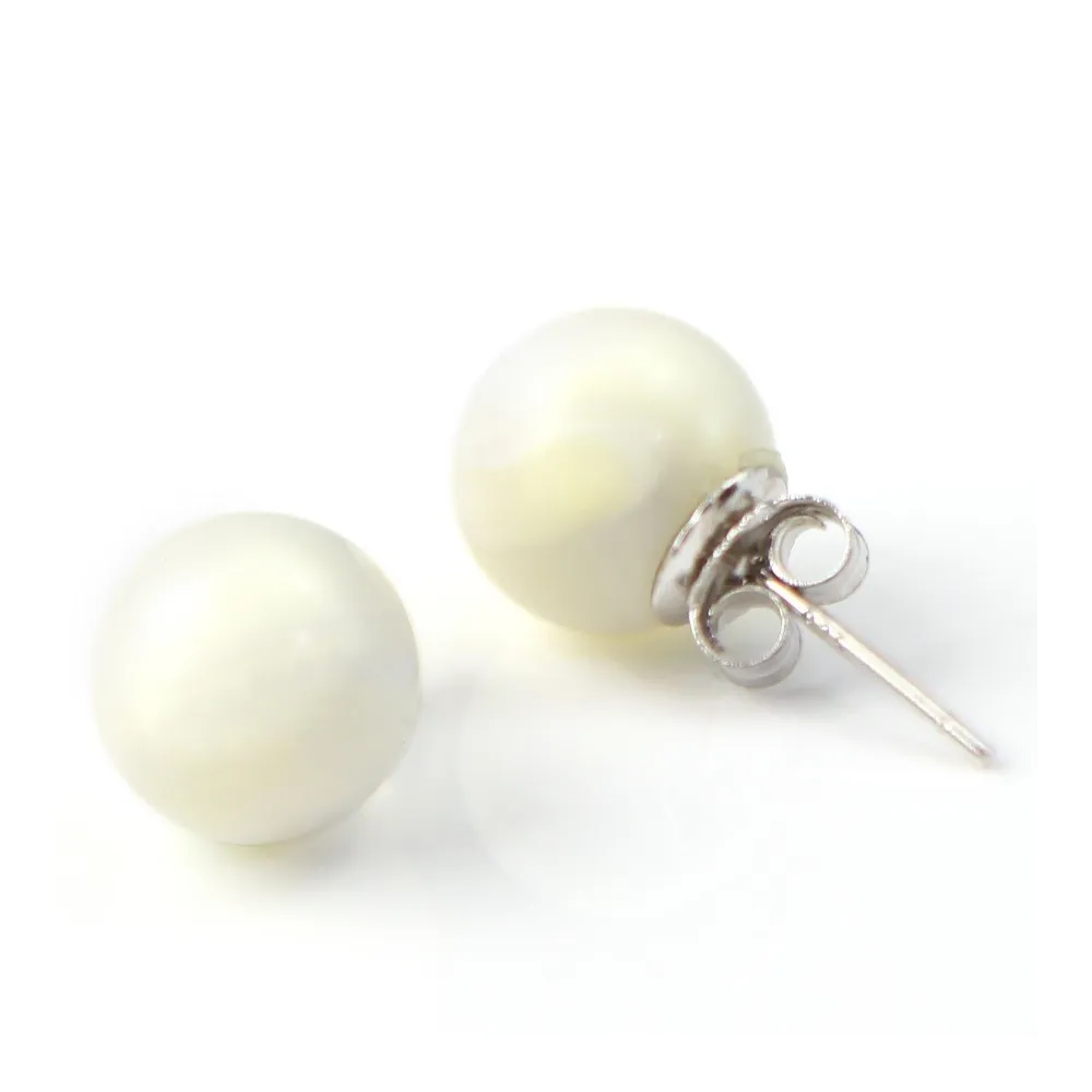 925 silver earring with 6mm jade x 2pcs