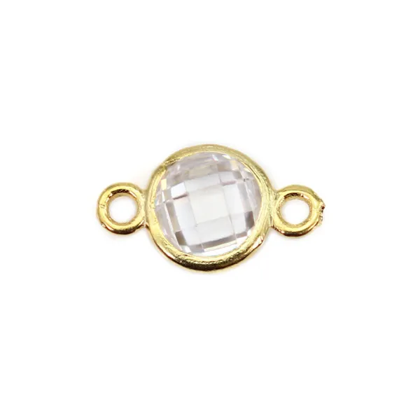 Separador de óxido de circonio redondo engastado 6x10mm - Plata de ley chapada en oro x 2 uds.