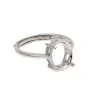 Adjustable ring for oval cabochon setting 8x10mm - Rhodium-plated 925 Silver x 1pc