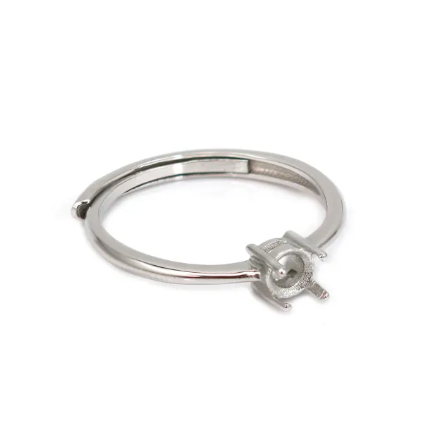 Verstellbarer Ring für runden Cabochon 4mm - Rhodiniertes 925er Silber x 1 Stück
