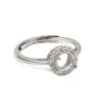 Adjustable pave ring for round setting 6mm - cubic zirconia & Rhodium-plated 925 Silver x 1pc