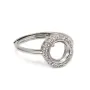 Adjustable pave ring for round setting 8mm - cubic zirconia & Rhodium-plated 925 Silver x 1pc