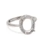 Anel ajustável com pavê para montagem oval 8x10mm - zircônia cúbica e prata 925 rodinada x 1 unidade