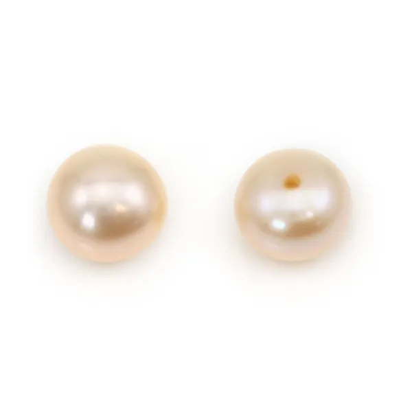 Freshwater cultured pearls, semi-drilled, grey, button, 3.5-4mm x 4pcs