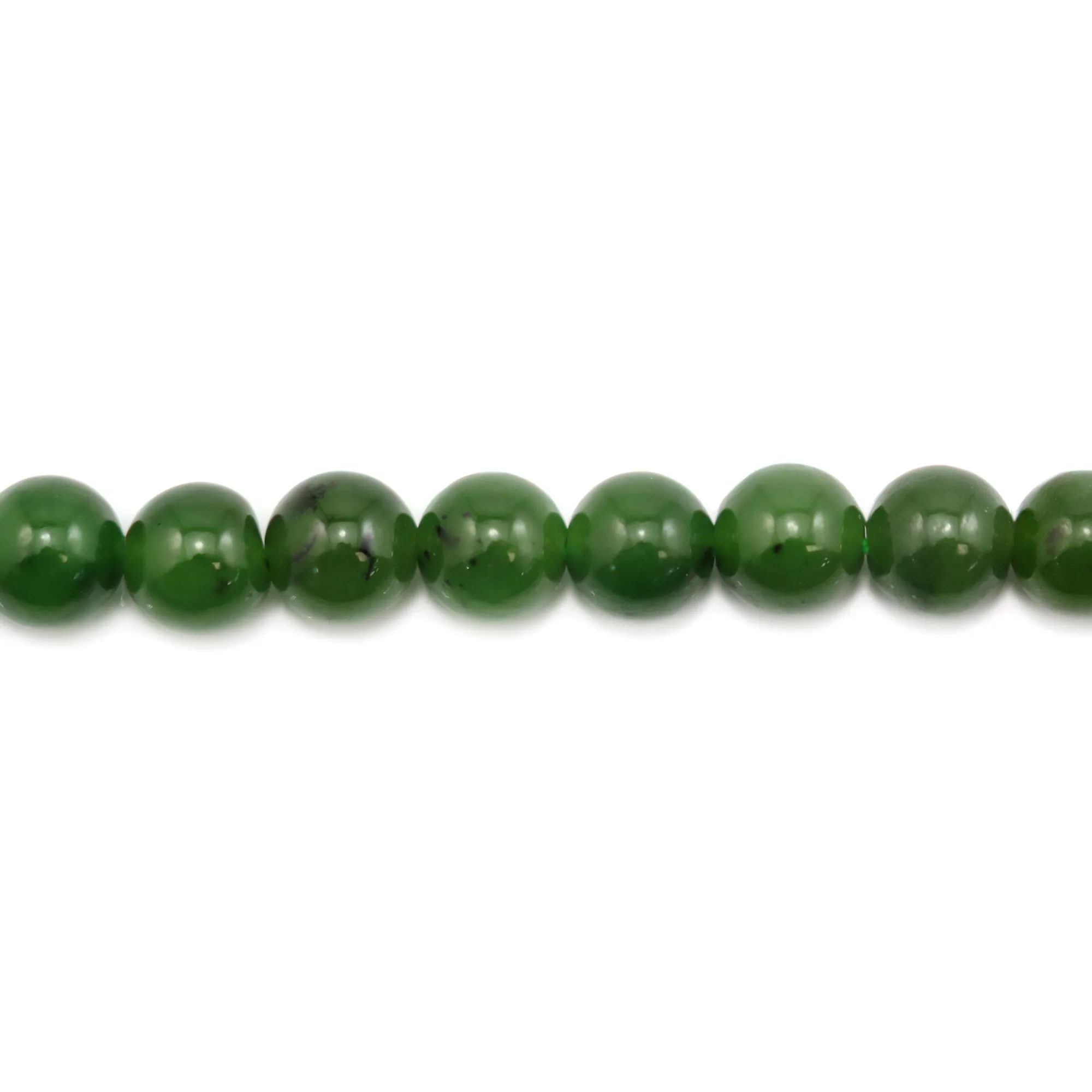 18" White Jade Gemstone Bead Necklace - Round 6-14mm Beads, Silver Plated Lobster Clasp
