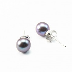 925 silver earring freshwater pearl 7mm x 2pcs