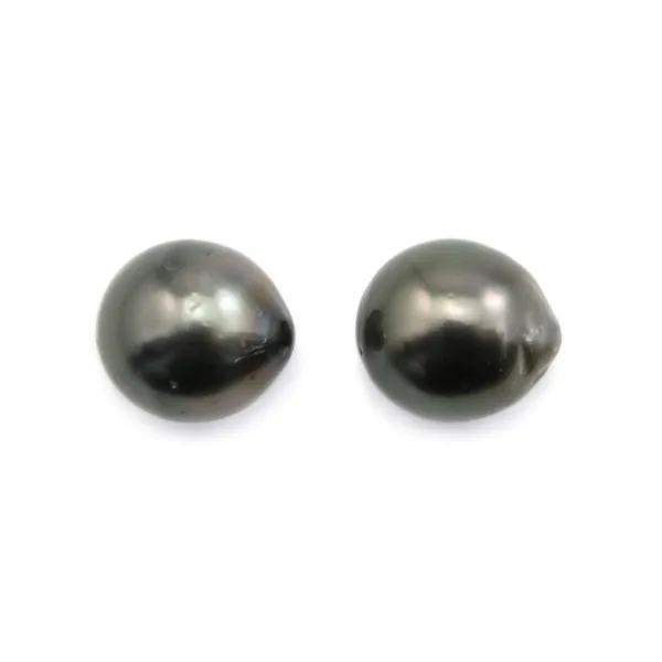 Tahitian cultured pearl, semi-round, 10.5-11mm x 2pcs