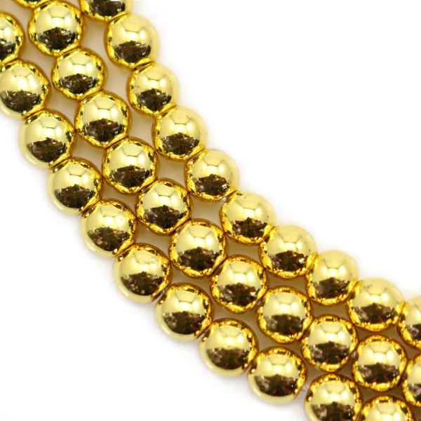 Hämatit vergoldet rund 4mm x 40cm