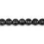 Espinela negra, de forma redonda plana facetada 4mm x 39cm.