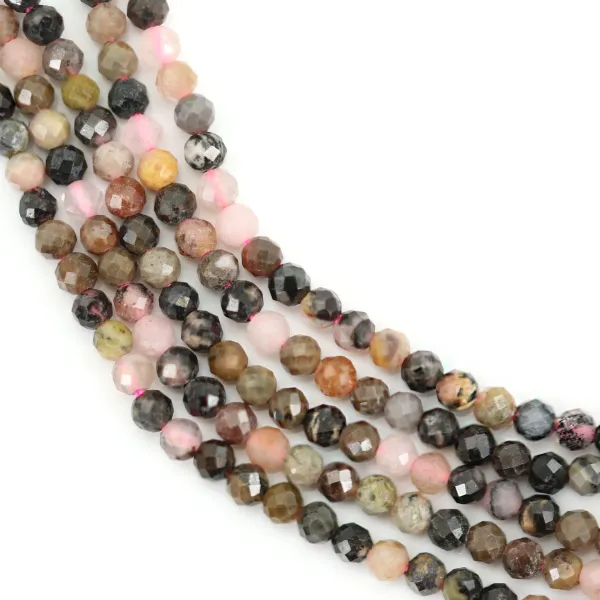 Rhodonite rose, de forme ronde facetté, 2mm x 39cm