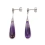 Brincos de ametista em forma de gota 7x23mm - Prata 925 com banho de ródio x 2 unidades