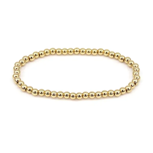Golden Beads Bracelet round 4mm - Elastic x 1pc