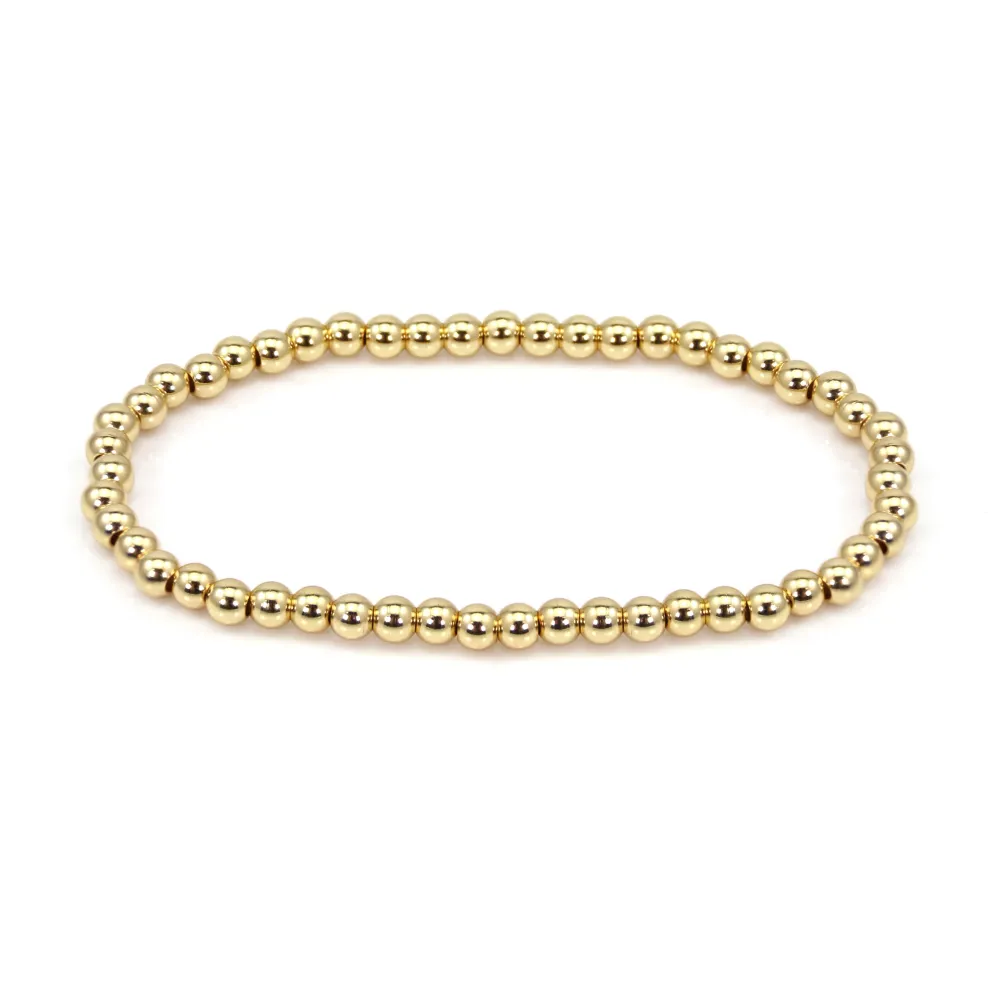 Pulsera de cuentas doradas redondas de 4 mm - Elástico x 1 ud.