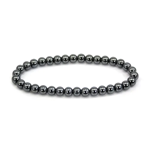 Bracciale in ematite tonda 6mm - Elastico x 1pz