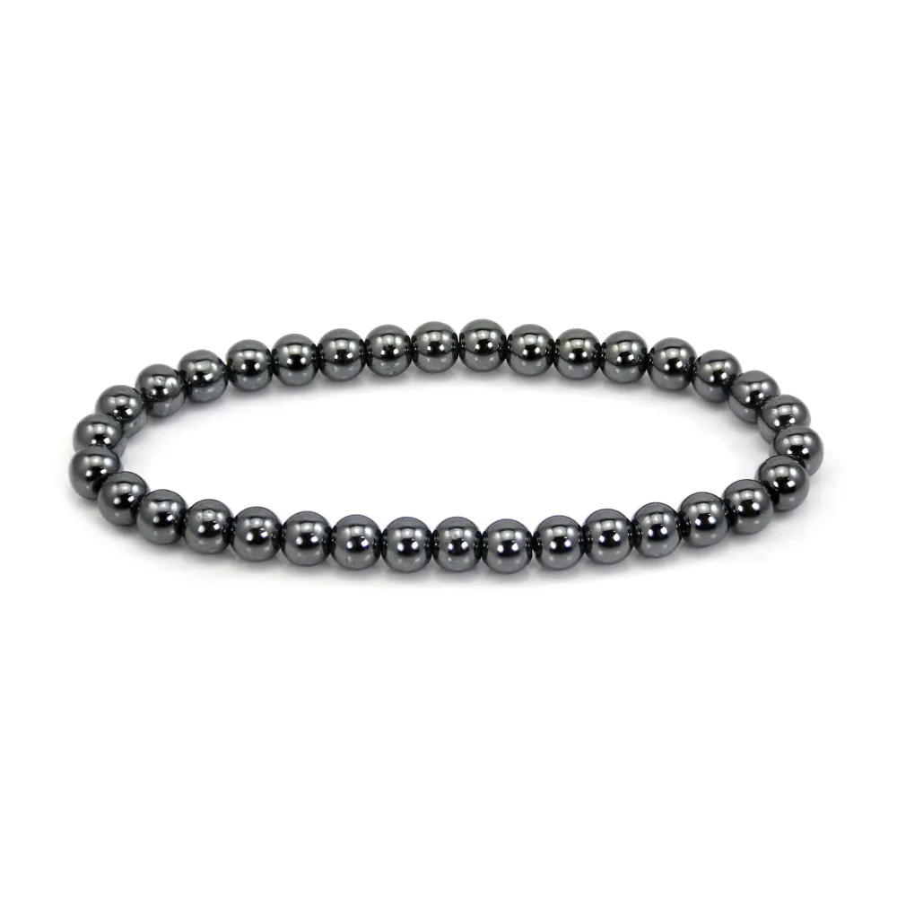 Armband aus 6 mm rundem Hämatit - Elastisch x 1 Stück