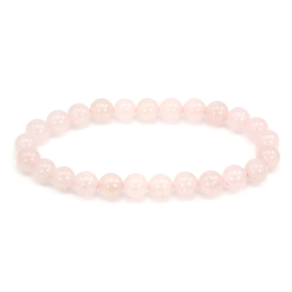Bracciale in quarzo rosa tondo 8mm - Elastico x 1pz