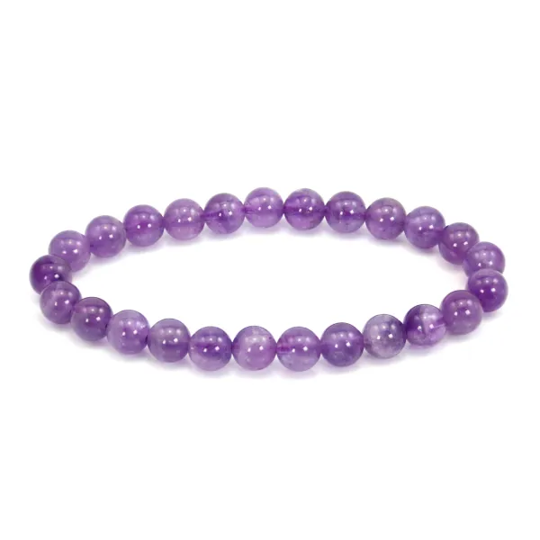 Amethyst round bead bracelet 8mm - Elastic x 1pc