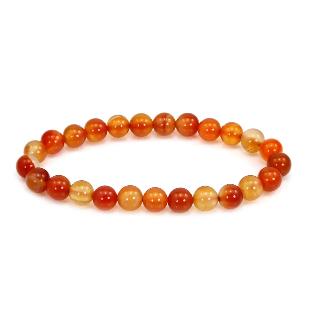 Pulseira de Cornalina redonda 8mm - Elástico x 1 unidade