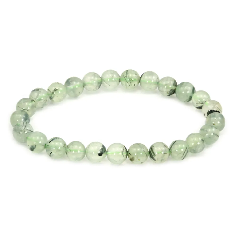 Pulseira de Préhnite redonda 8mm - Elástico x 1 unidade