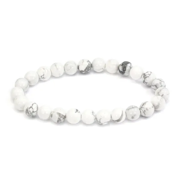 Pulseira de Howlita redonda 8mm - Elástico x 1 unidade