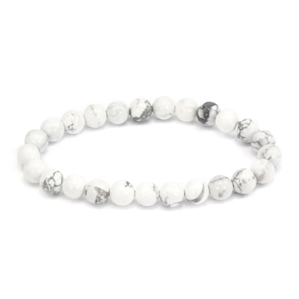 Pulseira de Howlita redonda 8mm - Elástico x 1 unidade