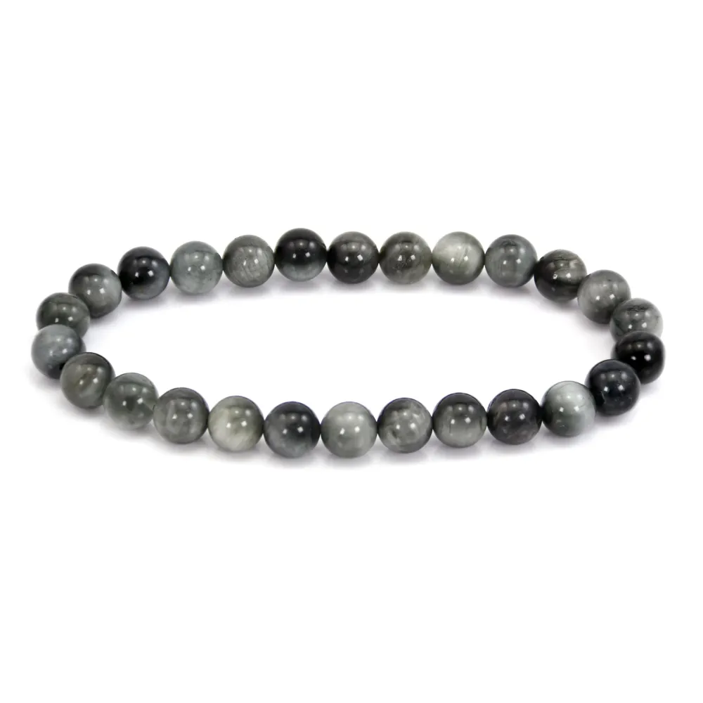 Pulseira Olho de Águia redonda 8mm - Elástico x 1 unid.