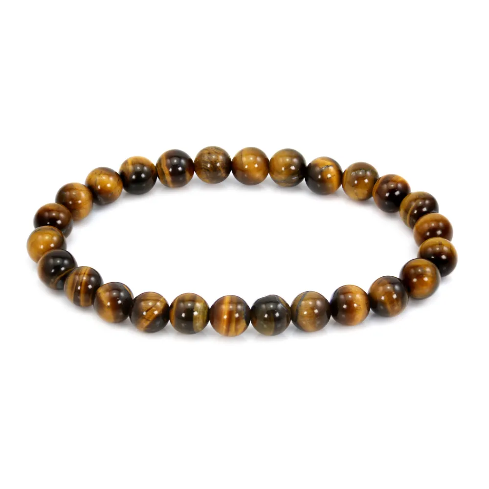 Pulsera Ojo de Tigre redonda 8mm - Elástica x 1ud