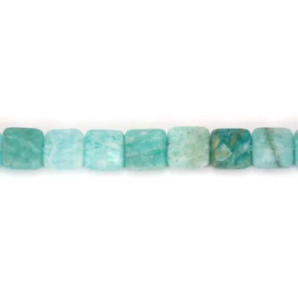 Blue amazonite, square faceted shape, 8mm x 4 pieces.