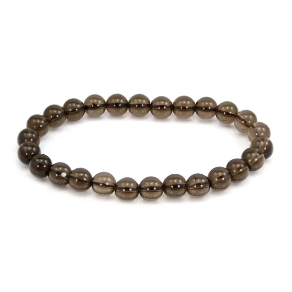 Smoky Quartz round bead bracelet 8mm - Elastic x 1pc