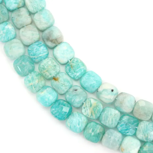 Blue amazonite, square faceted shape, 8mm x 39cm