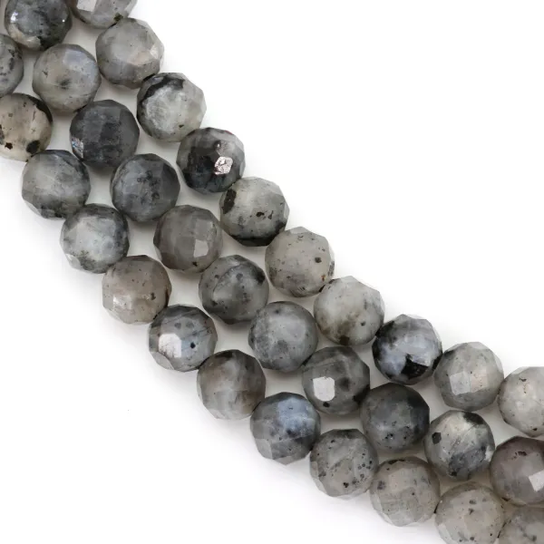 Larvikite faceted round beads 4mm x 39cm