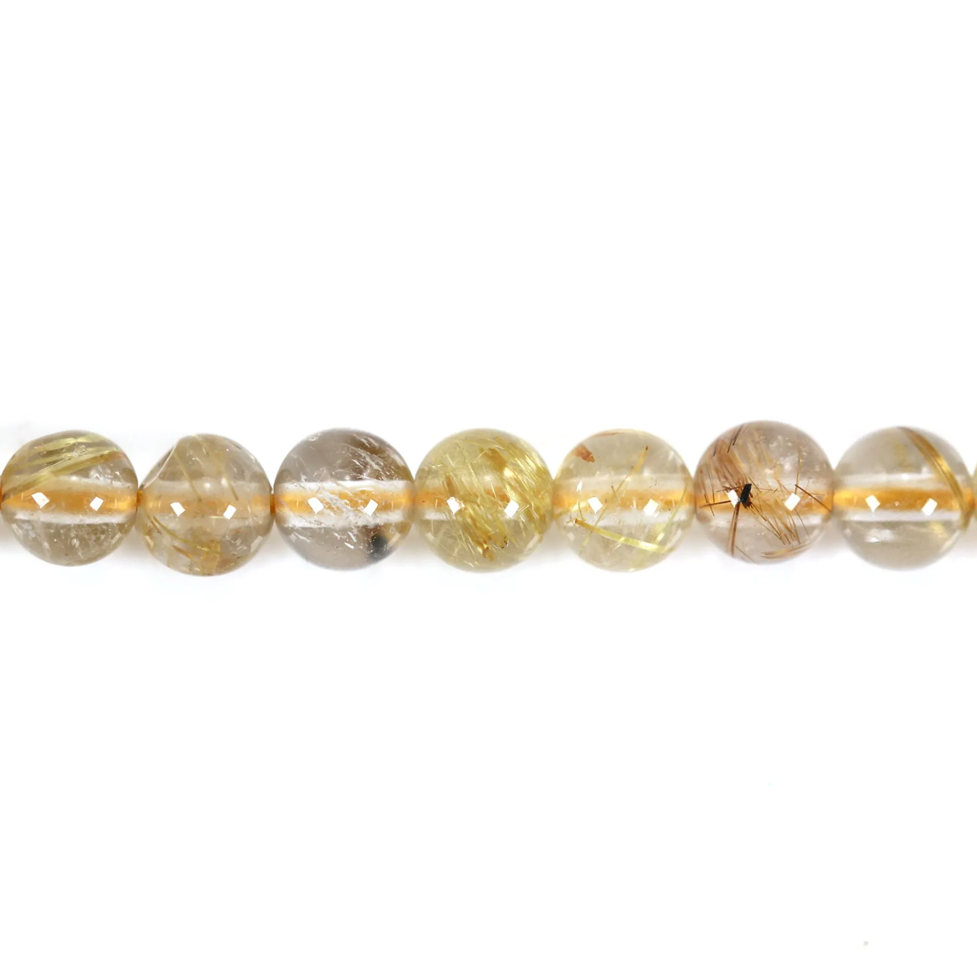 Lot De 100 Perles En Quartz Rutile Doré – 8mm, Rondelles Palets Chips – Idéal Pour Création Bijoux