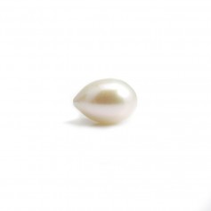 Freshwater Pearl white oval 8mm half-drilled 0.6mm x 1pc