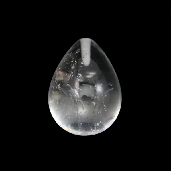 Pendant in rock crystal, half drilled, in shape of a drop, 15x20mm x 1pc