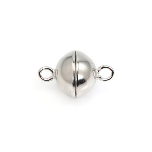 Fermoir aimanté rond en argent 925 rhodié 8mm x 1pc