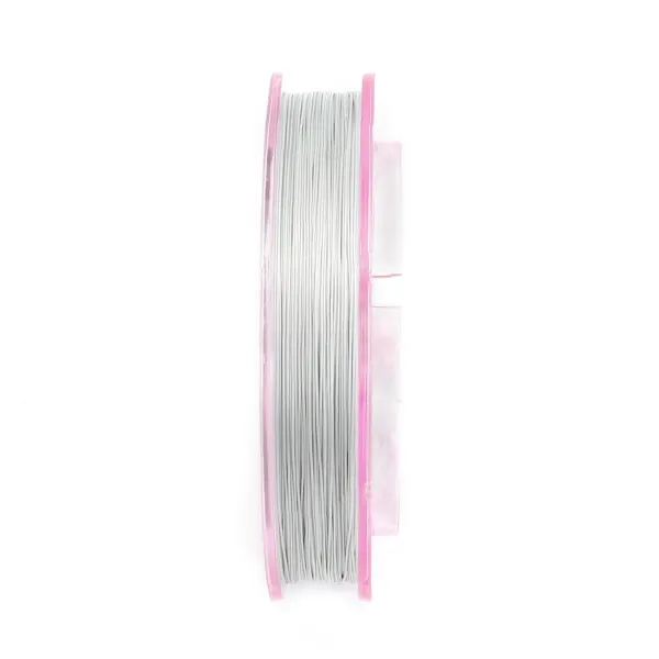 Fil câblé acier 7 brins gainé nylon argent clair 0.4mm x 100m