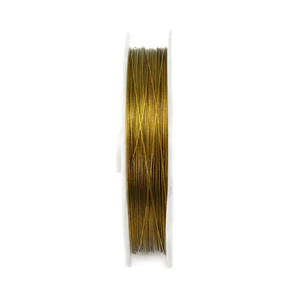 Cable de acero trenzado de 7 hebras recubierto de nailon dorado oscuro 0.38mm x 100m