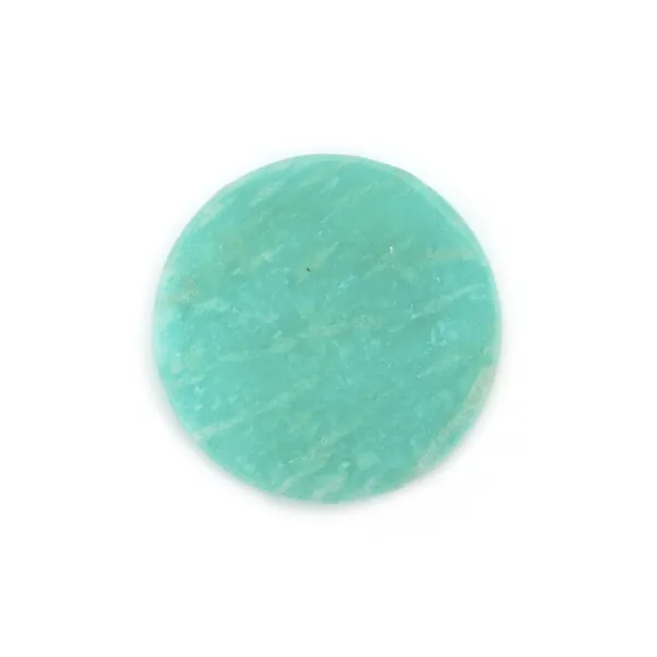 Cabochon di Amazonite del Perù, tondo piatto, 14mm x 1 pezzo.