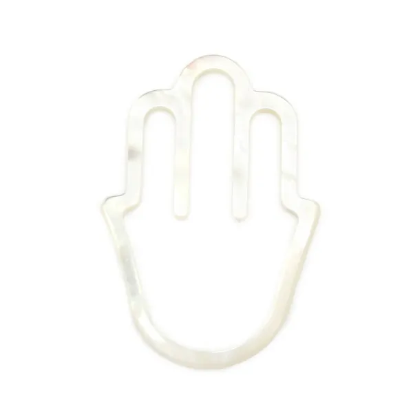 White mother-of-pearl Hamsa hand 24x35mm x 1pc