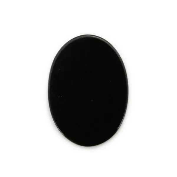 Oval flat black Onyx cabochon 13x18mm x 1pc