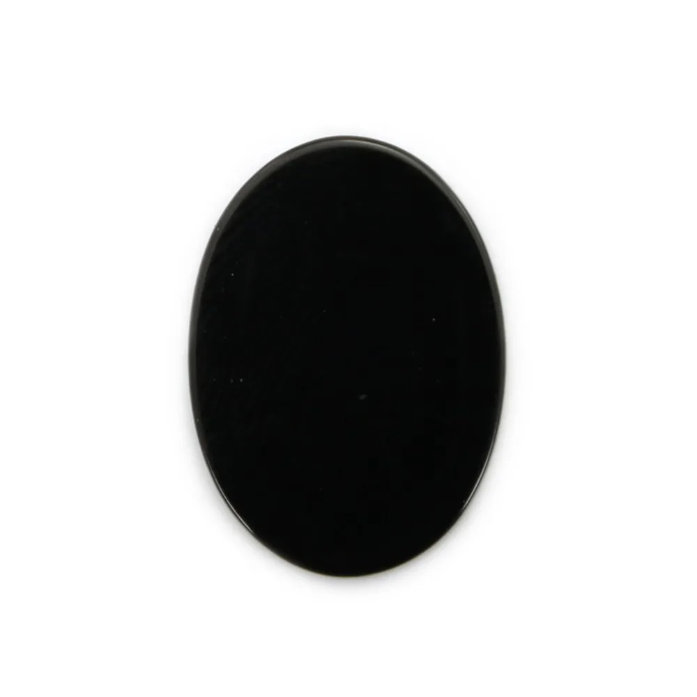 Cabochon Onyx noir ovale plat 13x18mm x 1pc