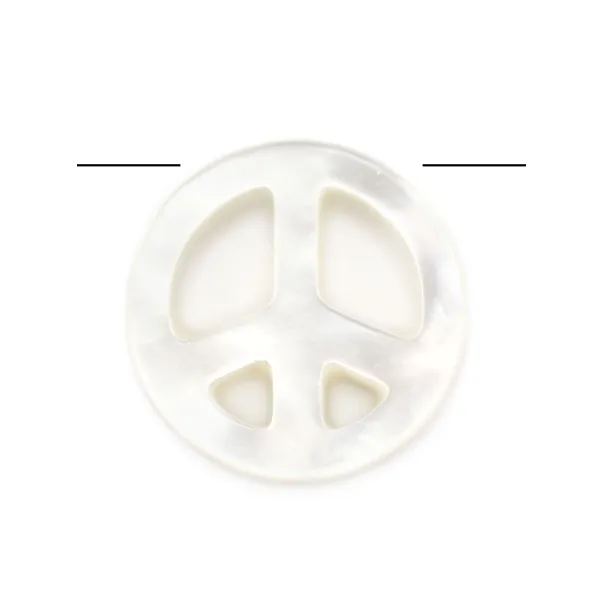 Nácar blanco paz y amor 10mm x 1 ud.